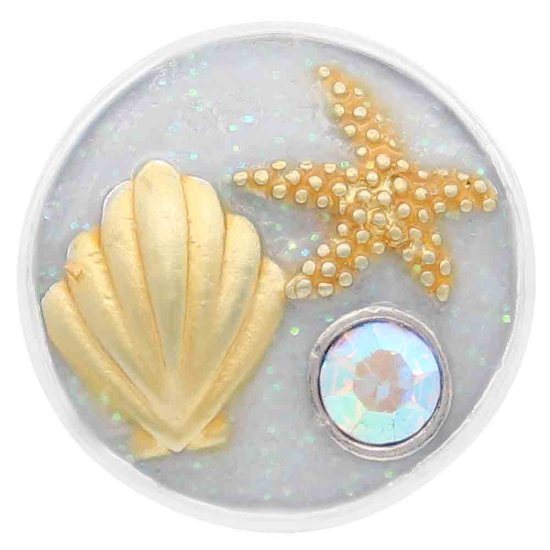 (image for) Snap Jewelry Enamel - Shell & Star Fish in Gold-Tones - Click Image to Close