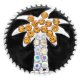 (image for) Snap Jewelry Enamel - Palm Tree on Black & AB/Gold Stones