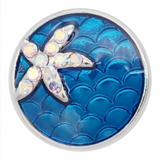 (image for) Snap Jewelry Enamel - Clear AB Star Fish in Blue Water - Click Image to Close