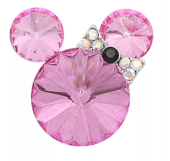(image for) Snap Jewelry Rhinestone Minnie Mouse Shape Faceted Pink - Click Image to Close