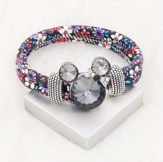 (image for) Snap Jewelry Rhinestone Mickey Mouse Shape Faceted Gray - Click Image to Close