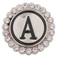 (image for) Snap Jewelry Alphabet Letter A - Metal Rhinestones