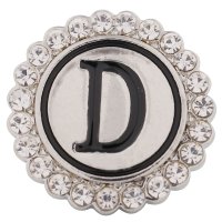 (image for) Snap Jewelry Alphabet Letter D - Metal Rhinestones
