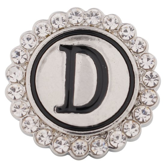 (image for) Snap Jewelry Alphabet Letter D - Metal Rhinestones - Click Image to Close