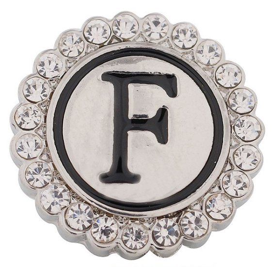 (image for) Snap Jewelry Alphabet Letter F - Metal Rhinestones - Click Image to Close
