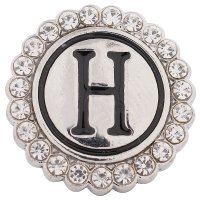 (image for) Snap Jewelry Alphabet Letter H - Metal Rhinestones