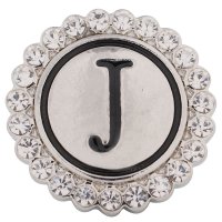 (image for) Snap Jewelry Alphabet Letter J - Metal Rhinestones