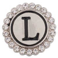 (image for) Snap Jewelry Alphabet Letter L - Metal Rhinestones