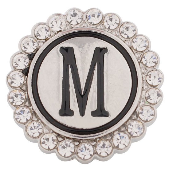 (image for) Snap Jewelry Alphabet Letter M - Metal Rhinestones - Click Image to Close