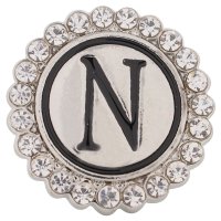 (image for) Snap Jewelry Alphabet Letter N - Metal Rhinestones