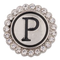 (image for) Snap Jewelry Alphabet Letter P - Metal Rhinestones