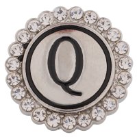 (image for) Snap Jewelry Alphabet Letter Q - Metal Rhinestones