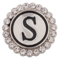 (image for) Snap Jewelry Alphabet Letter S - Metal Rhinestones
