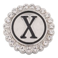 (image for) Snap Jewelry Alphabet Letter X - Metal Rhinestones