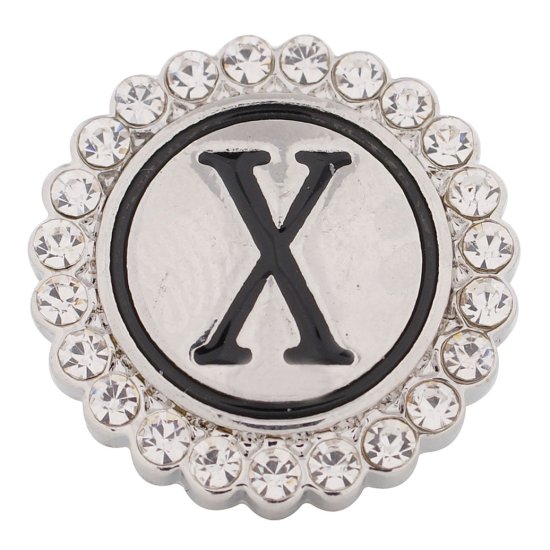 (image for) Snap Jewelry Alphabet Letter X - Metal Rhinestones - Click Image to Close