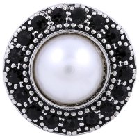 (image for) Snap Jewelry Pearl & Black Rhinestone Halo