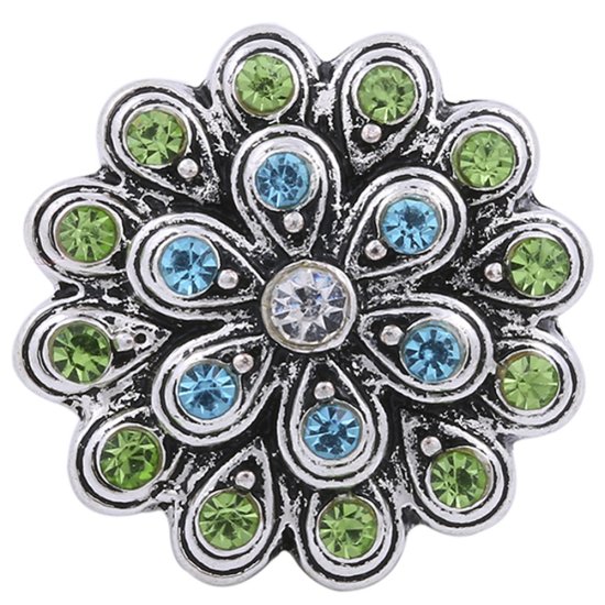 (image for) Snap Jewelry Rhinestone - Flower Lt Blue & Lt. Green - Click Image to Close
