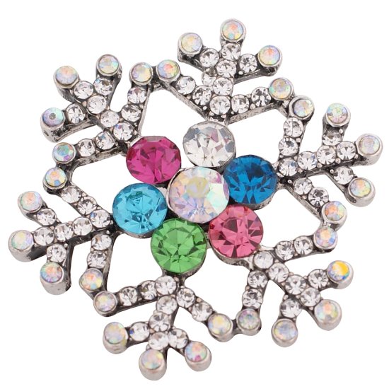 (image for) Snap Jewelry Rhinestone - Snowflake Clear & Multi Color - Click Image to Close