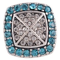 (image for) Snap Jewelry Rhinestone - Square Halo Clear & Light Blue