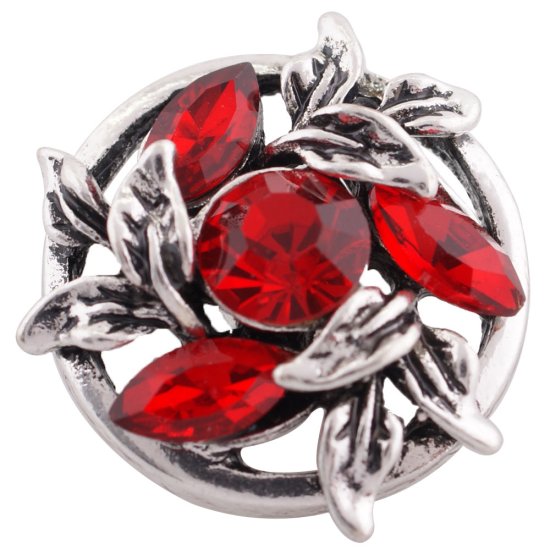 (image for) Snap Jewelry Rhinestone - Marquise Open Flower Red - Click Image to Close