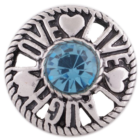 (image for) Snap Jewelry Rhinestone Live, Love & Laugh Blue - Click Image to Close