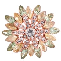 (image for) Snap Jewelry Rhinestone Marquise Lime Flower Rose Gold Base