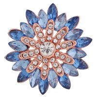 (image for) Snap Jewelry Rhinestone Marquise Blue Flower Rose Gold Base
