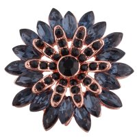 (image for) Snap Jewelry Rhinestone Marquise Flower Rose Gold & Dark Blue