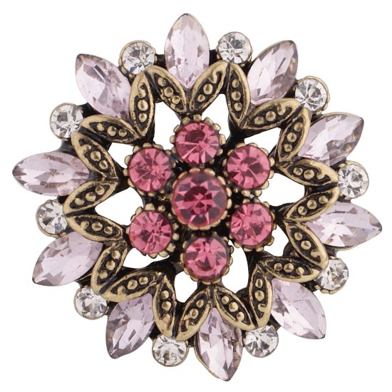 (image for) Snap Jewelry Rhinestone Marquise Flower Gold Shades of Pink - Click Image to Close
