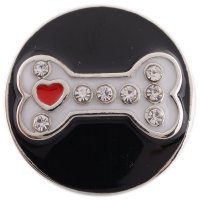 (image for) Snap Jewelry Enamel Black & White Dog Bone fits Ginger Snaps