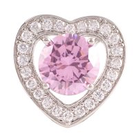 (image for) Snap Jewelry Large CZ - Heart Pink