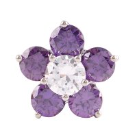 (image for) Snap Jewelry Large CZ - Flower Shape Purple & Clear