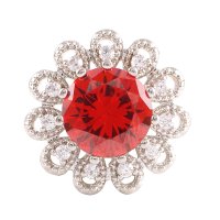 (image for) Snap Jewelry Large CZ - Round Flower Red