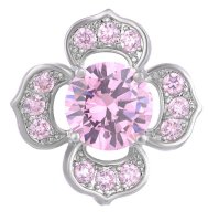 (image for) Snap Jewelry Large CZ - Flower Shape Pink & Clear