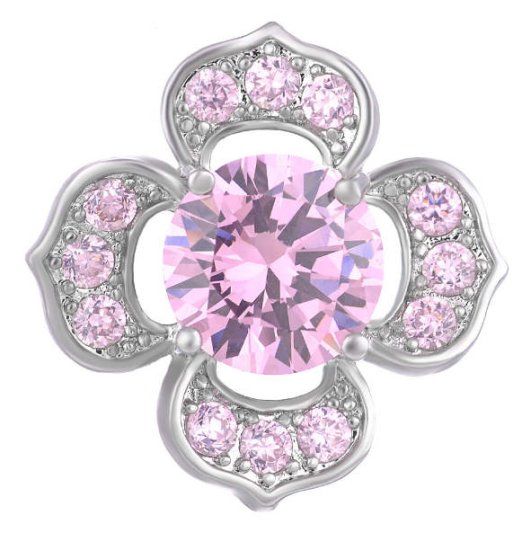 (image for) Snap Jewelry Large CZ - Flower Shape Pink & Clear - Click Image to Close