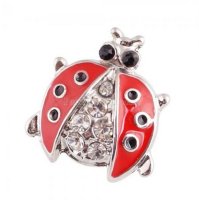 (image for) Snap Jewelry Button - Rhinestone Lady Bug Red & Clear