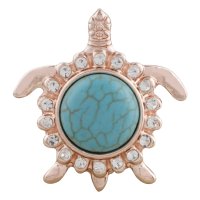 (image for) Snap Jewelry Gemstone - Turquoise Turtle in Rose Gold-tone