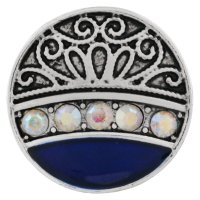 (image for) Snap Jewelry Enamel Scroll Blue & AB Rhinestone