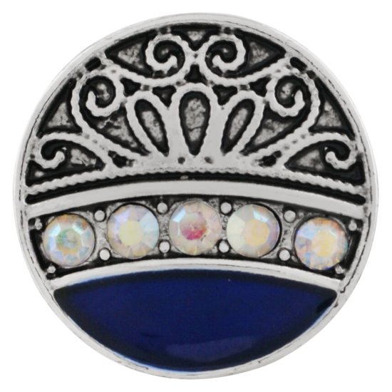(image for) Snap Jewelry Enamel Scroll Blue & AB Rhinestone - Click Image to Close