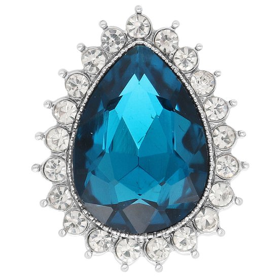 (image for) Snap Jewelry Rhinestone - Light Blue Pear Shape & Clear Stones - Click Image to Close