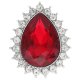 (image for) Snap Jewelry Rhinestone - Ruby Red Pear Shape & Clear Stones