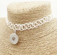 (image for) Snap Jewelry Silicone Stretch Choker White Necklace fits 18-20mm