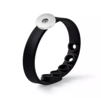 (image for) Snap Jewelry Silicone Bracelet Black Adult Adjustable fits 18mm