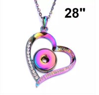 (image for) Snap Jewelry Heart Rhinestone Rainbow Necklace Fits 18-20mm