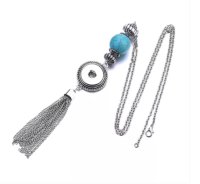 (image for) Snap Jewelry Turquoise Tassel Necklace 28" Fits 18-20mm