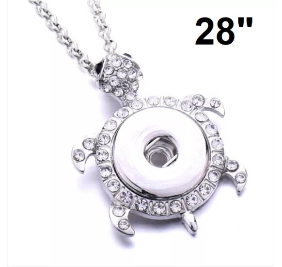 (image for) Snap Jewelry Rhinestone Turtle Necklace fits 18-20mm Ginger 28" - Click Image to Close
