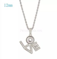 (image for) Mini Snap Jewelry Rhinestone Necklace Love Fits 12mm Charms 20"