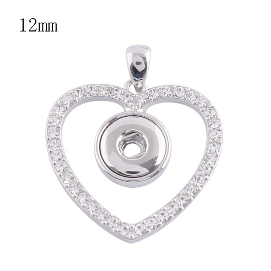(image for) Mini 12mm Snap Jewelry Pendant Rhinestone Heart - Click Image to Close
