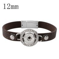 (image for) Mini Snap 12mm - Bracelet Magnetic Leather Designer Brown