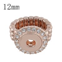 (image for) Mini 12mm Snap Jewelry Halo Rhinestone Stretch Ring Rose Gold